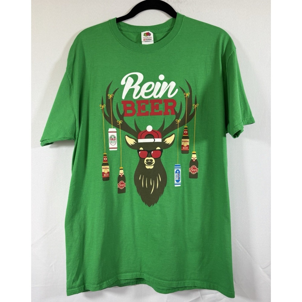 fruit of the loom t shirt size L "rein Beer" themed holidays Christmas